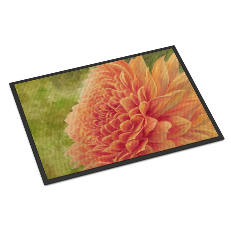 Tapis de porte d’extérieur anti-dérapant floral, Rectangle 1 pi 6 po x 2 pi 3 po
