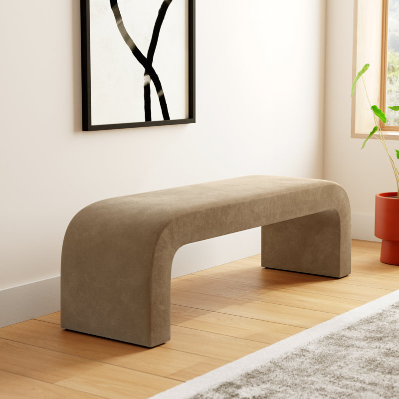 Daine 62" Upholstered Bench, Light Brown Velvet