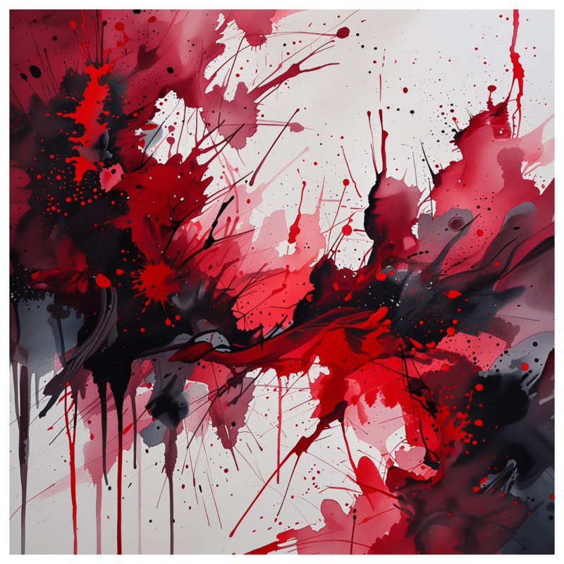 Édredon abstrait rouge et noir, Très grand lit