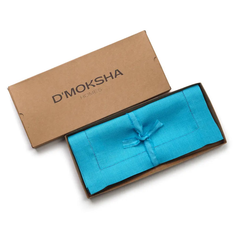 Chemin de table 100% lin D'Okok Homes, L 108 po x P 14 po, Bleu