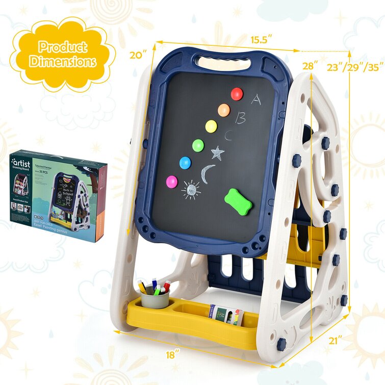 Gymax Adjustable Plastic Board Easel