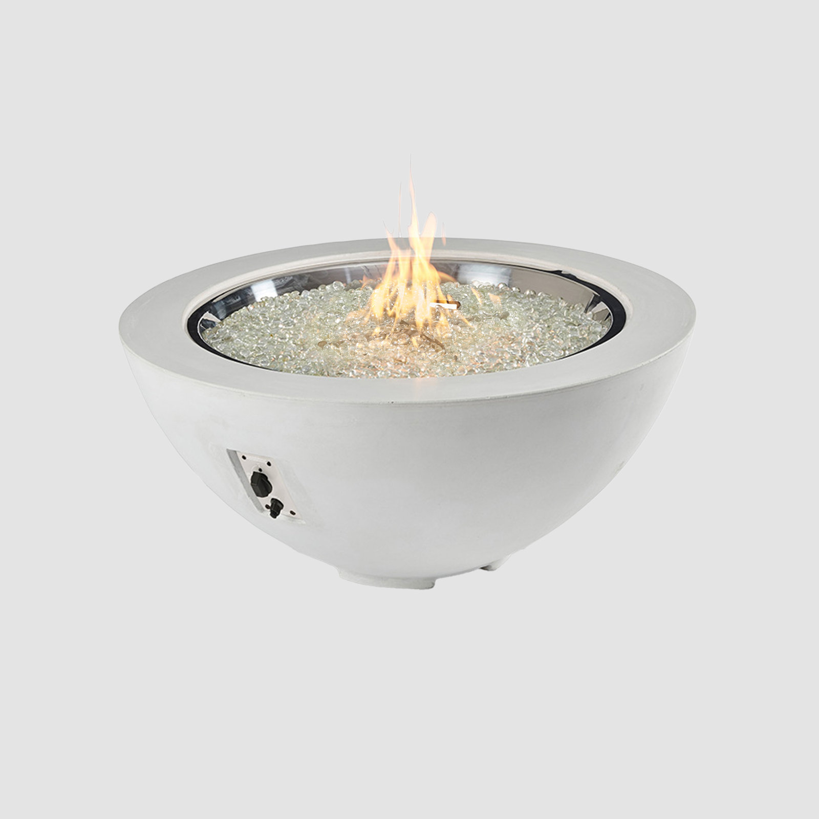 Monae Rectangle Fire Pit Table, White, Natural Gas
