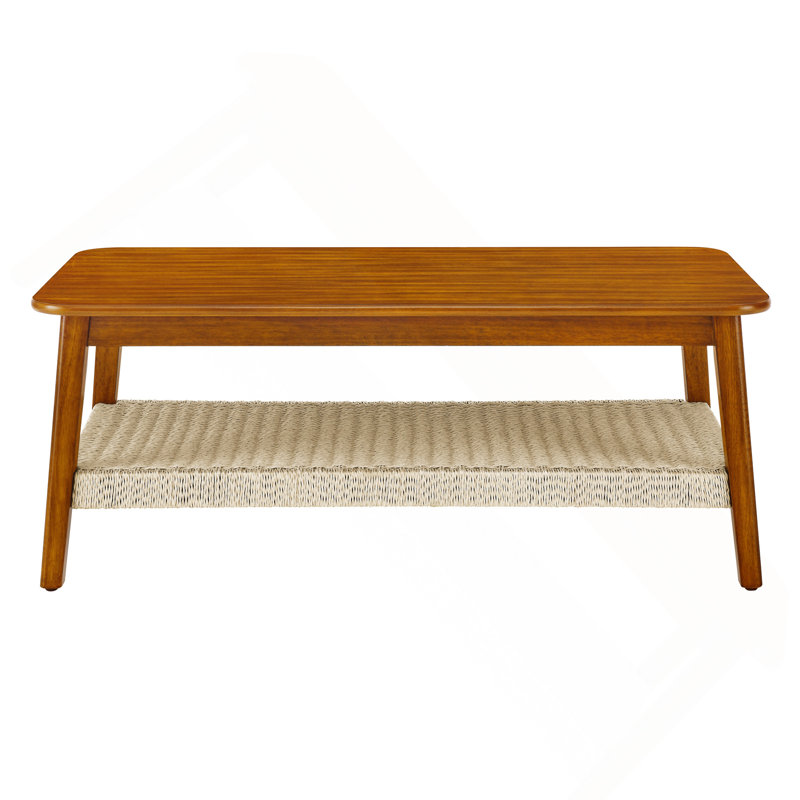 Table basse 47,25 "Mid-Century avec tablette tissée