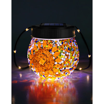 Paquet de 6 lanternes solaires suspendues chauffantes, globe en verre imperméable, mosaïque de lumières pour le jardin, les arbres et le balcon