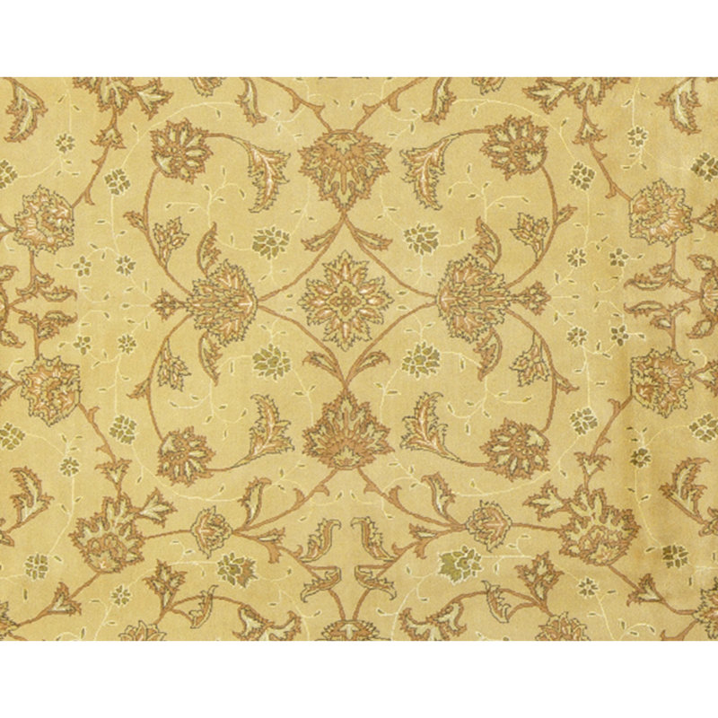 Hand Knotted Wool Area Rug in Gold