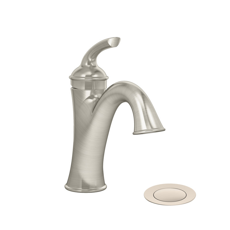 Elm Single Handle Bathroom Faucet with Push Pop Drain, Satin Nickel