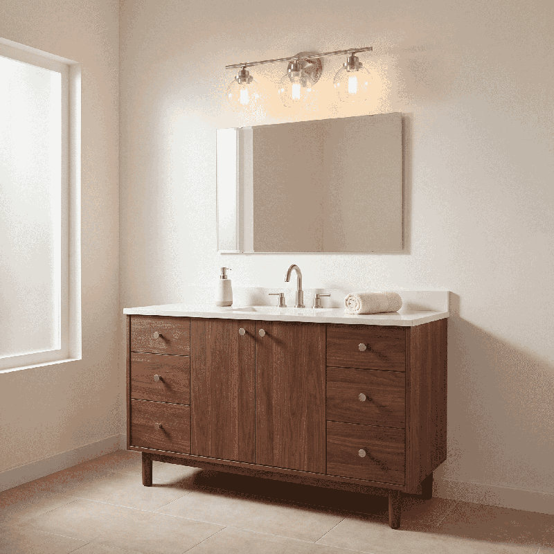 Éclairage pour meuble-lavabo Hegland, Noir mat, Deux lumières, 8.5" H x 14" W x 14" D