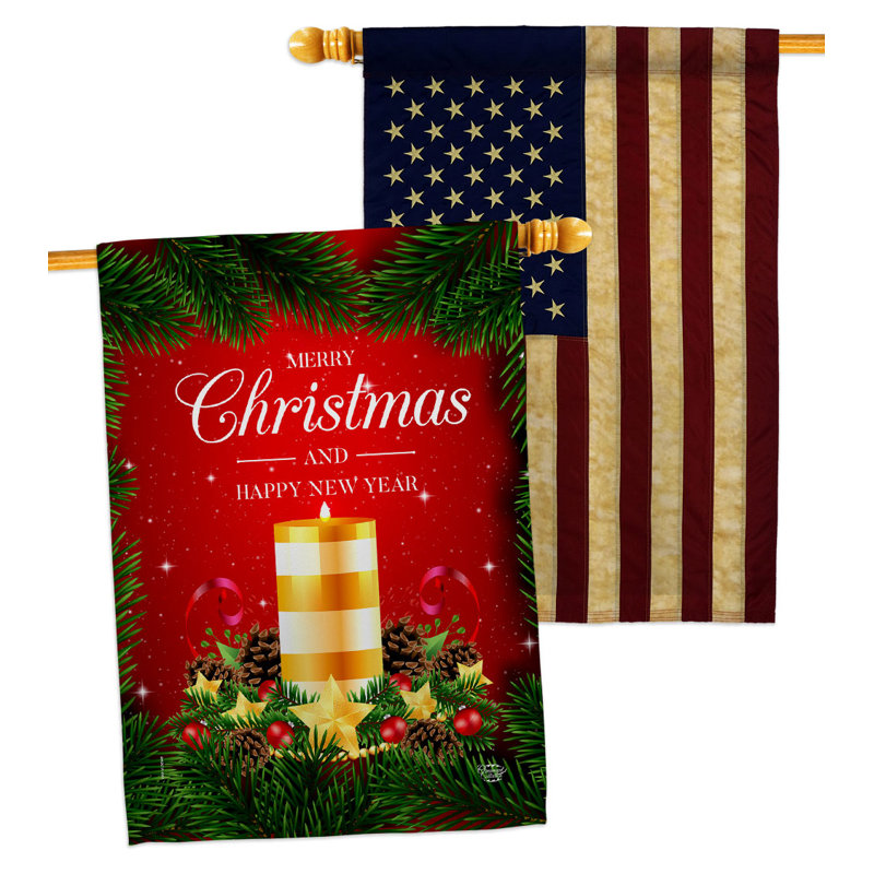 Drapeau de Noël bougie de Noël 2 faces en polyester 40 x 28 po