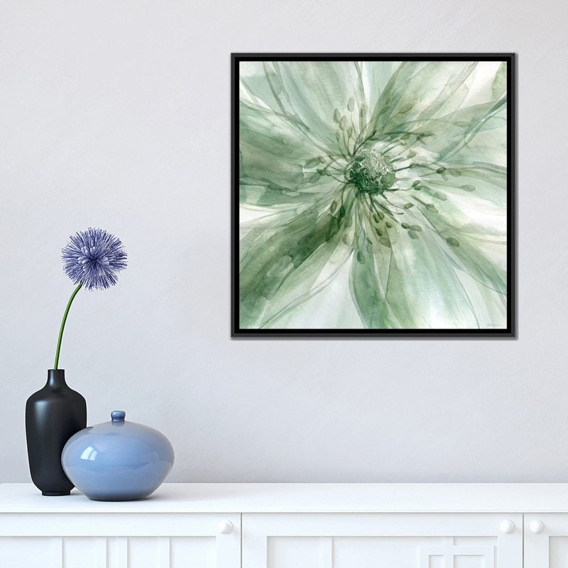 «Macro Sage Flower», impression sur toile, H 37 po x l 37 po x P 1,5 po, Toile avec cadre noir, Pas de tapis