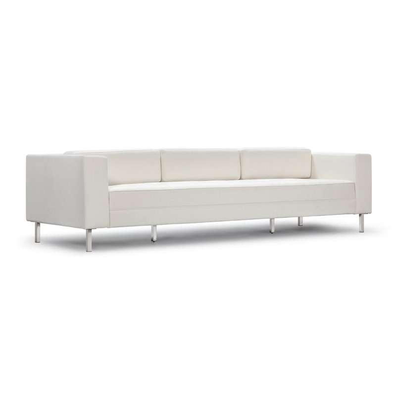 Amalia Upholstered 109'' Sofa, Polished Silver, Cream