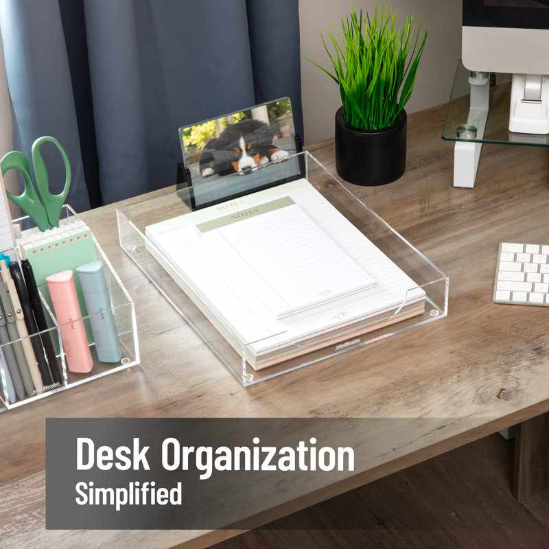 Organiseur de bureau Mind Reader, rangement pour documents, style moderne, en acrylique transparent.