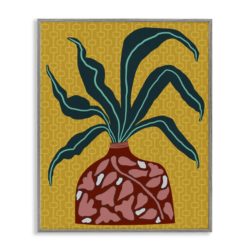  «Spider Plant» sur toile jaune encadrée par Regina Moore, Estampe numérique Farmhouse, H 14 po x l 11 po