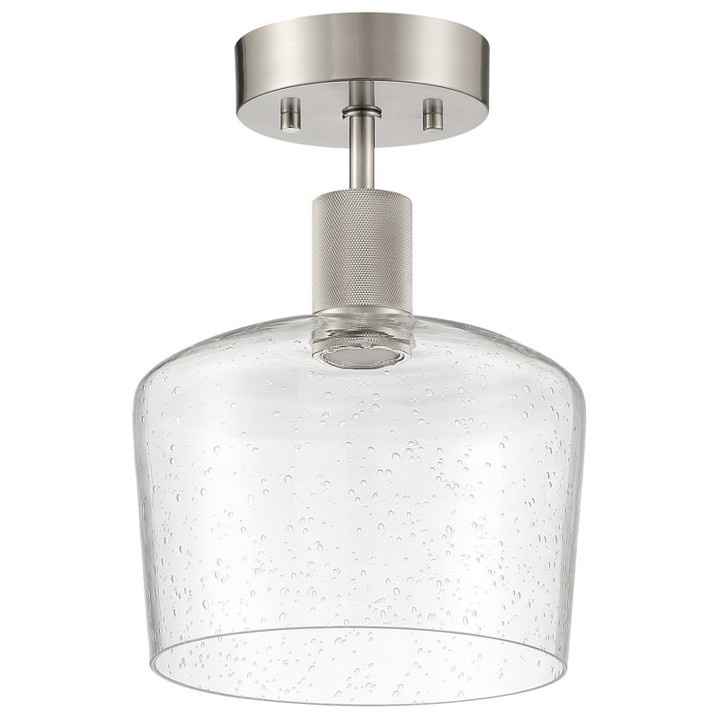 Southglenn Glass Semi Flush Mount, Brushed Steel