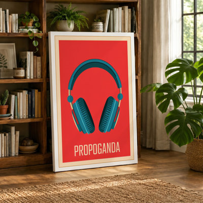 Headphones Bold Graphic Mid-Century - Wrapped Canvas