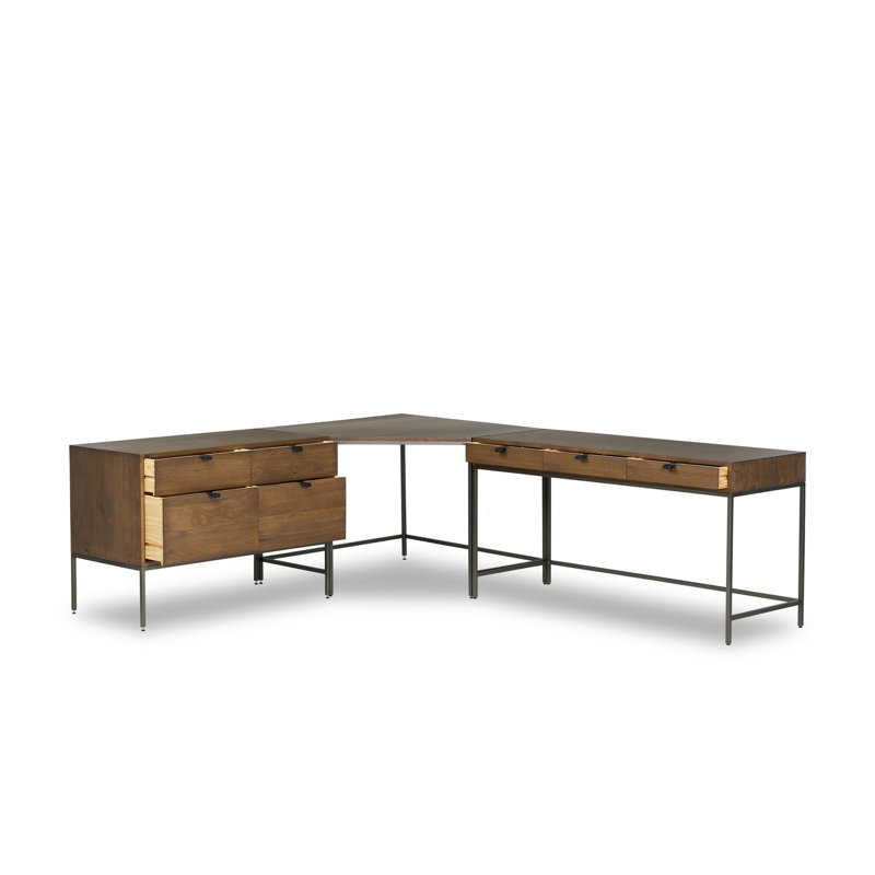 Trey Solid Wood Modular L-Shaped Executive Desk, Auburn Poplar