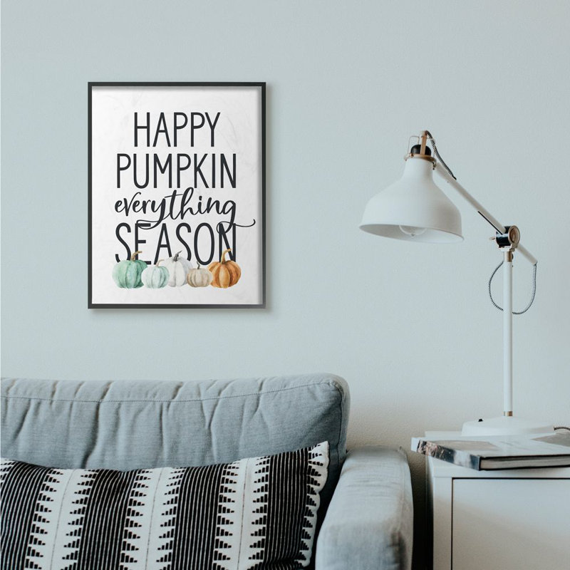 «Happy Pumpkin Everything», reproduction d'art textuel, Giclée encadrée noir minuit, H 30 po x l 24 po