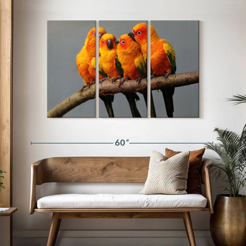 Brampt Wild Sun Parakeets, 32" H x 50" W