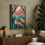 Foxes in Teal Mountains Mid-Century - Wrapped Canvas-1194956970-1194956971