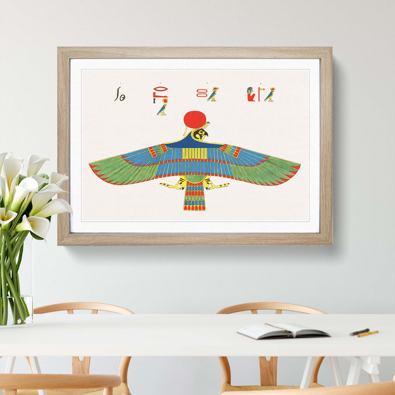 Hawk Emblem by J.F. Champollion - Picture Frame Painting Print, 36cm H x 48cm W x 2cm D, Oak Framed