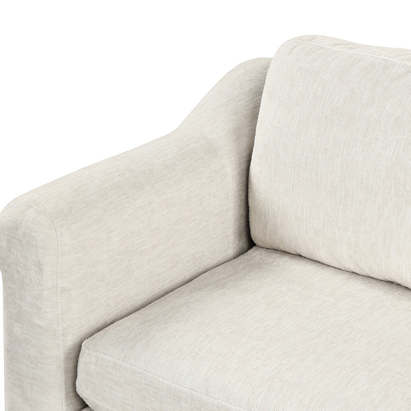 Canapé modulaire en chenille blanc en U de 111,8 po Living avec rangement mobile, 6 sièges, accoudoirs roulés et siège rembourré en mousse