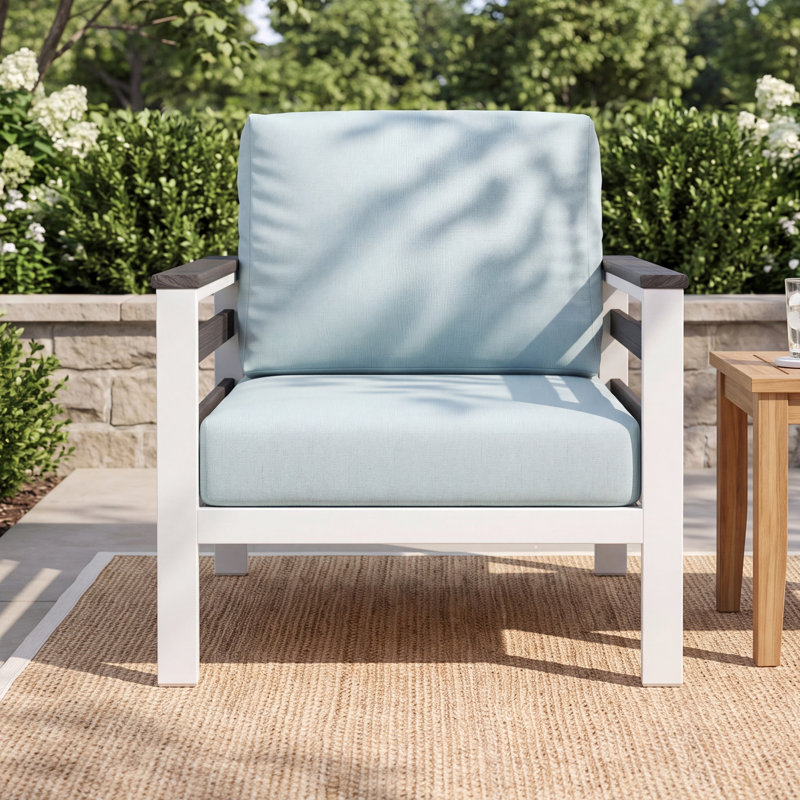 Townsend Metal Outdoor Lounge Club Chair With Sunbrella Cushion, Bliss Dew