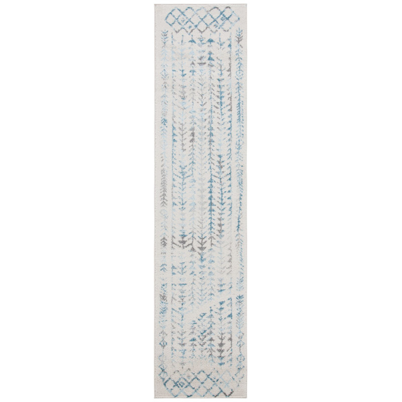 Tapis ivoire / turquoise Dillingham Southwestern, Tapis de couloir 2 pi x 9 pi