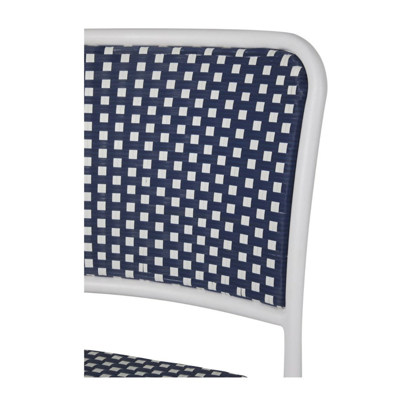 Parc Stacking Patio Dining Side Chair, Chalk and White & Navy