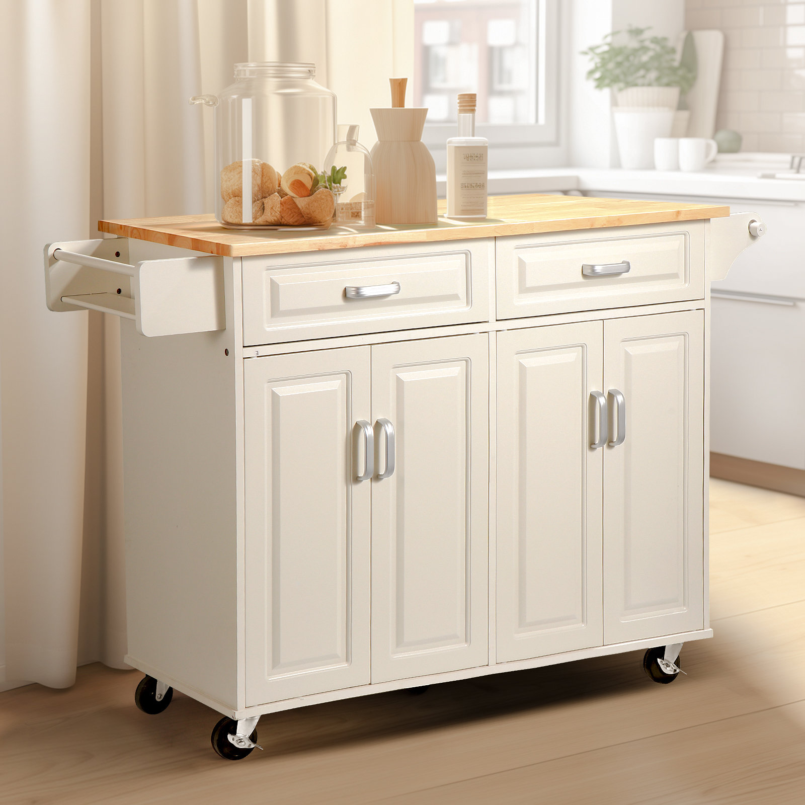 Ilot De Cuisine Avec Rangement Chariot De Service Roulant En Bois Dhevea 88 X 46 X 895 Cm Noir