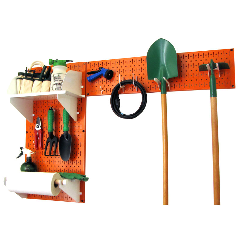 Ensemble de rangement de panneau perforé pour outils de jardin Rylan, Orange / blanc