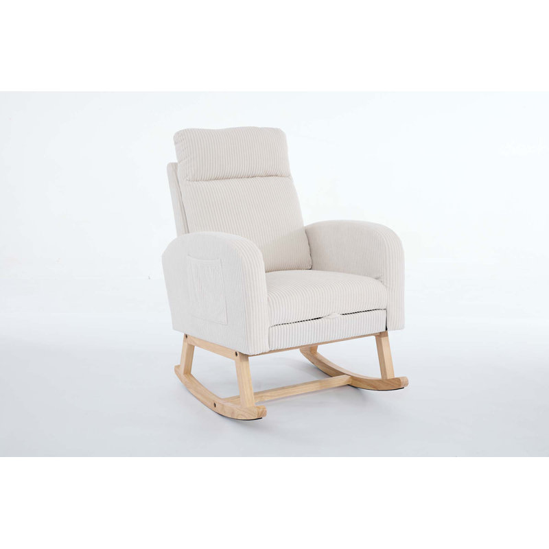 Rocking Chair with Solid Wood Legs, Cream