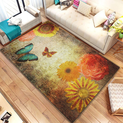 Non-Slip Area Rug, 100% Polyester, 47.2 x 70.9 inches | Raschel Knitting, Pile Height: 0.4 inches | Woven Carpet with Felt Dot Underside, Machine Washable | Stylish Digital Print Design for Home Decor