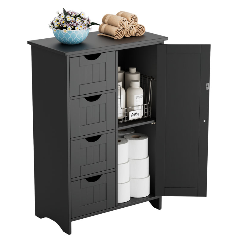 Armoire de salle de bain autoportante Kadie, Noir