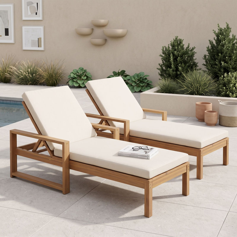 Outdoor Chaise Lounge Set with Cushions, Teck clair