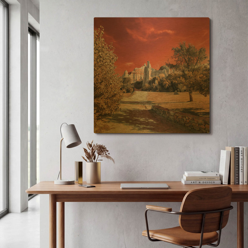 «IRadiation» par Sebastien Lory, art mural en métal doré, 36 po x 36 po, 36 po x 36 po
