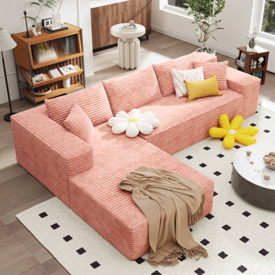 Canapé modulaire Seren Boneless de 106 po avec méridienne en forme de L, sans assemblage requis, canapé modulaire moderne avec assise profonde, canapé rembourré pour le salon, moelleux