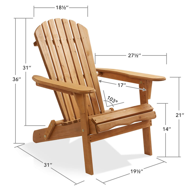 Fowles Solid Wood Folding Adirondack Chair, Natural
