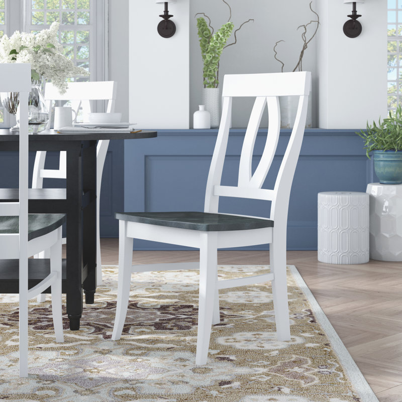 Arite Solid Wood Side Chair, White/Heather Gray