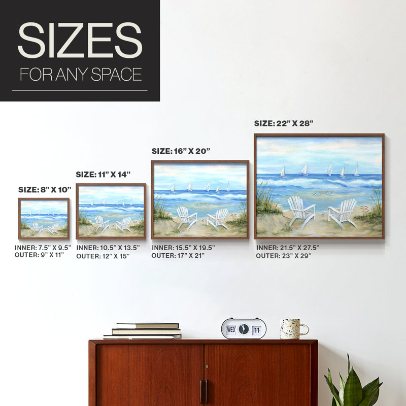 Seaside Escape -Framed Print - Restickable, Walnut, 22" H x 28" W