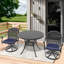 Ensemble de salle à manger 3 pièces en aluminium coulé toutes saisons comprenant 2 chaises pivotantes et une table ronde de 39,37 po avec structure noire-701475717