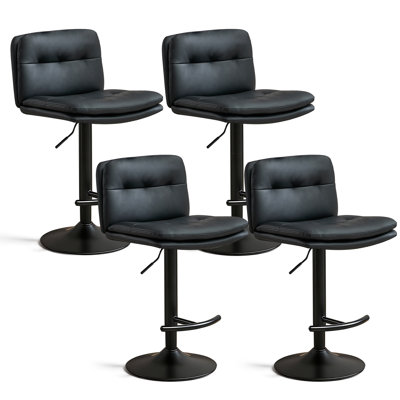 Ensemble de 4 tabourets de bar modernes pivotants, noir