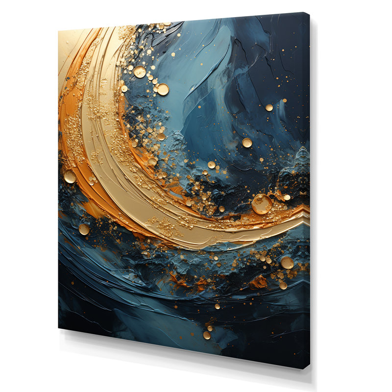 Impression sur toile Golden Sapphire Surge - Abstract Spirals, H 44 po x l 34 po x P 1,5 po, Toile tendue