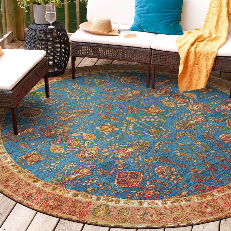 Tapis d'extérieur traditionnel, Rond 4 pi 1 po