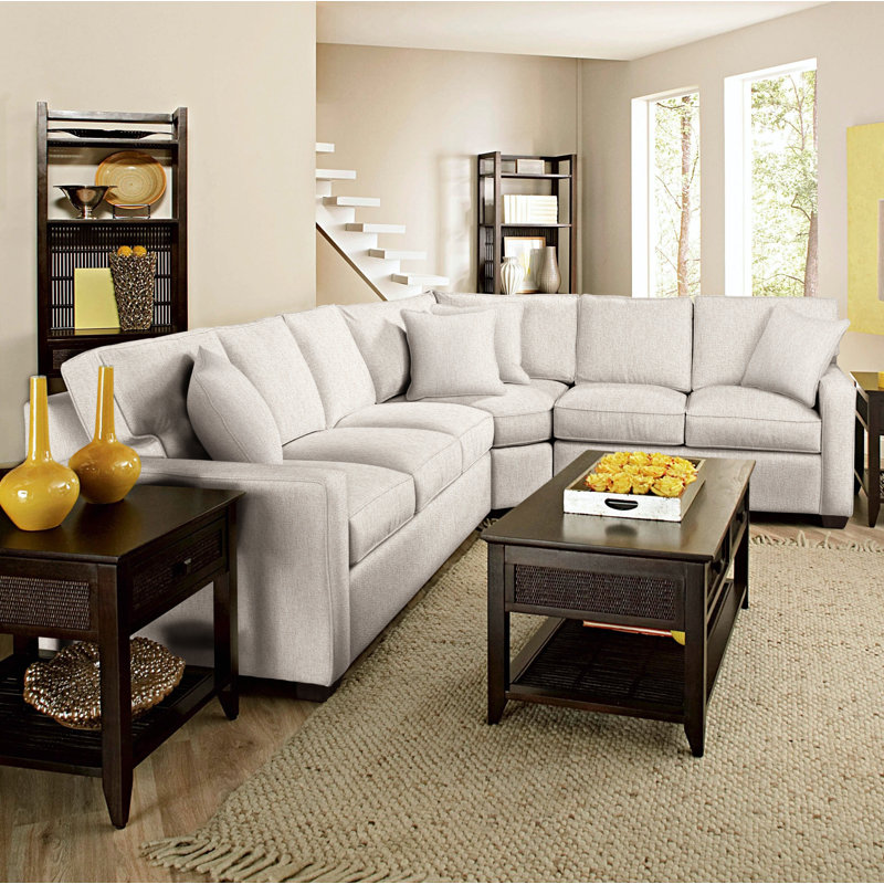 Ellora Upholstered L-Shaped Sectional Symmetrical, Snow Crypton Performance, Java