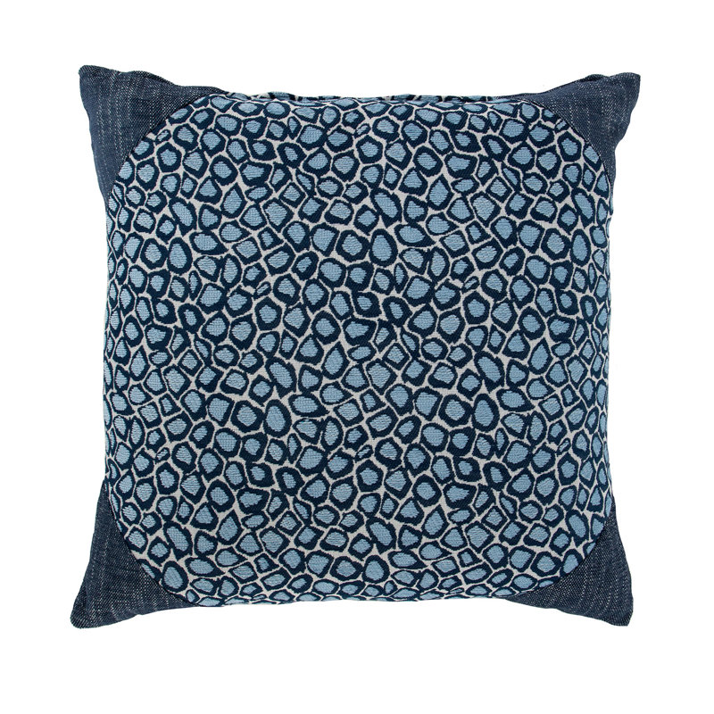 Mosaic Chambray Outdoor Throw Pillow, Blue, Square 20"