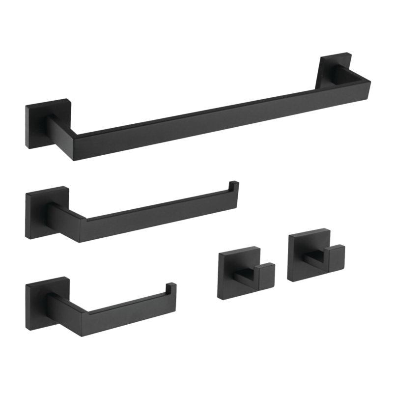 Kingston Brass Lasdun 5-Piece Bathroom Hardware Set, Matte Black
