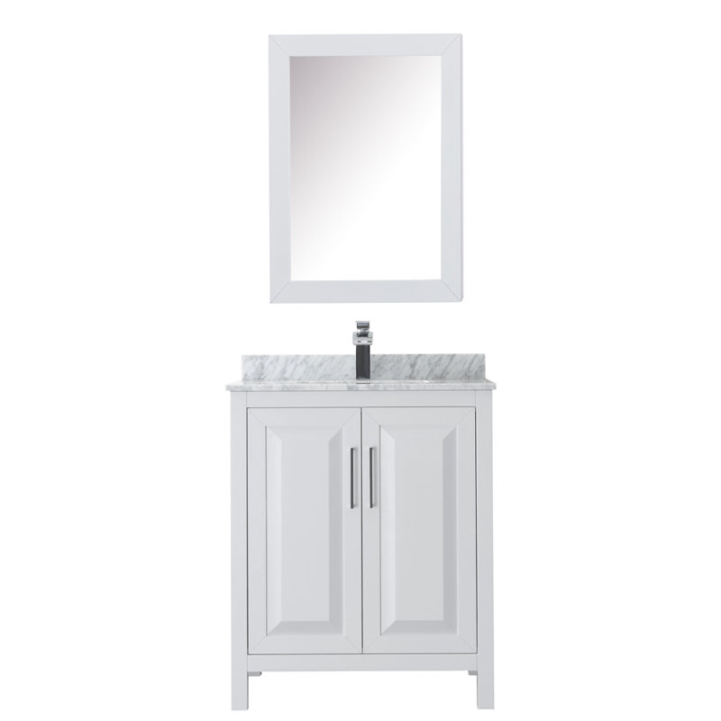 Daria 30 in. Single Vanity with Mirror, White, Polished Chrome