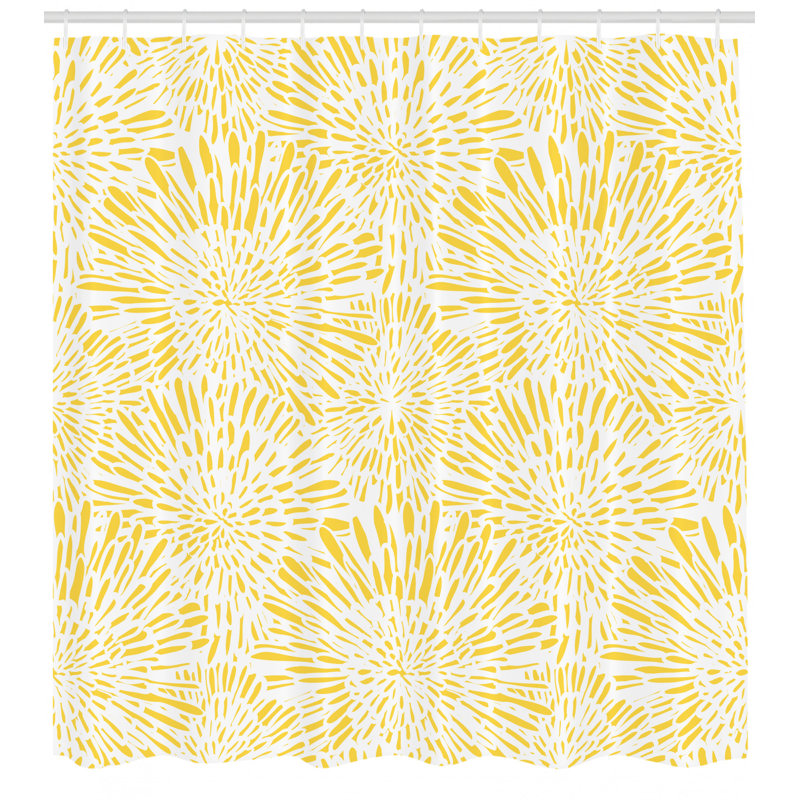 Ensemble de rideau de douche + crochets, H 69 po x l 105 po, Jaune