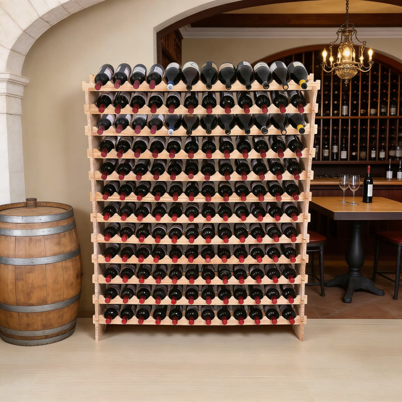 Support à vin en bois de grande capacité pour 144 bouteilles, armoire de plancher modulaire empilable, rangement à vin autoportant et présentoir pour bouteilles standard de 750 ml