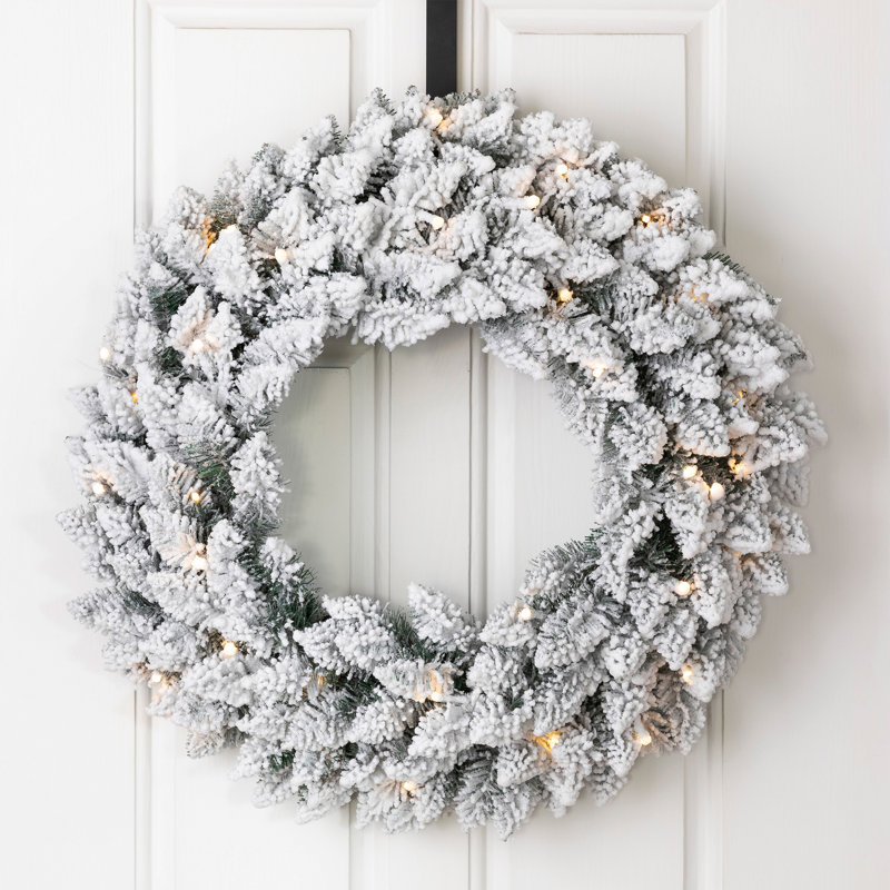 Couronne de Noël enneigée à 35 lumières DEL 24 po Heyder 