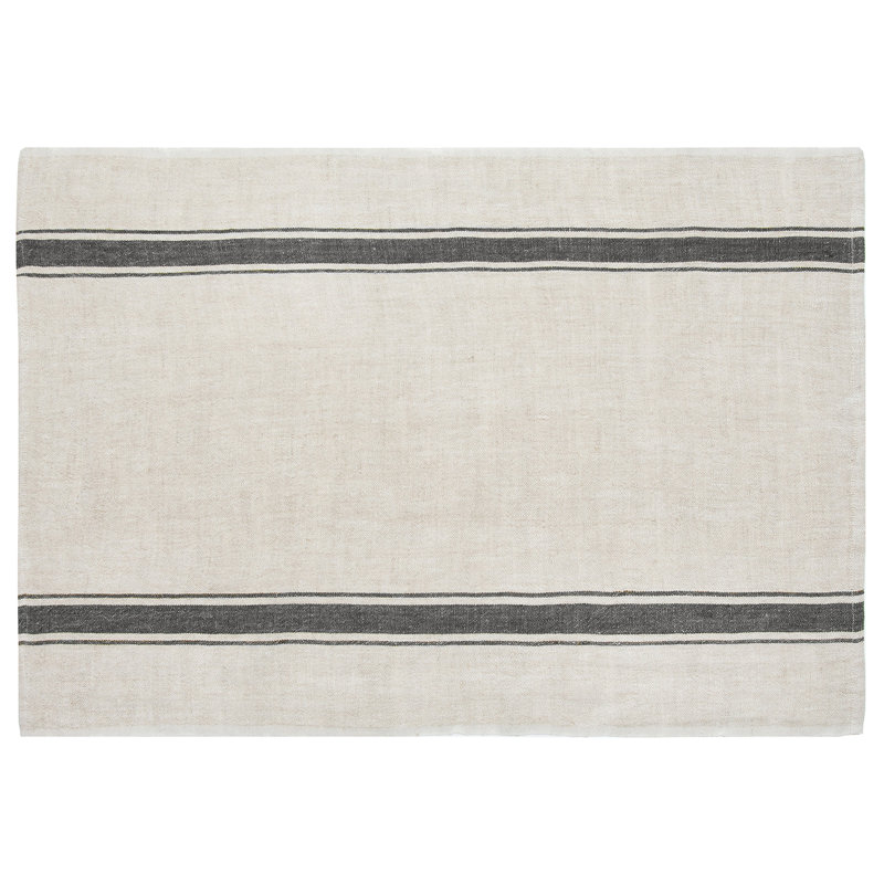 Cangelosi Stripe Tea Towel Kitchen Towel, Black/Natural